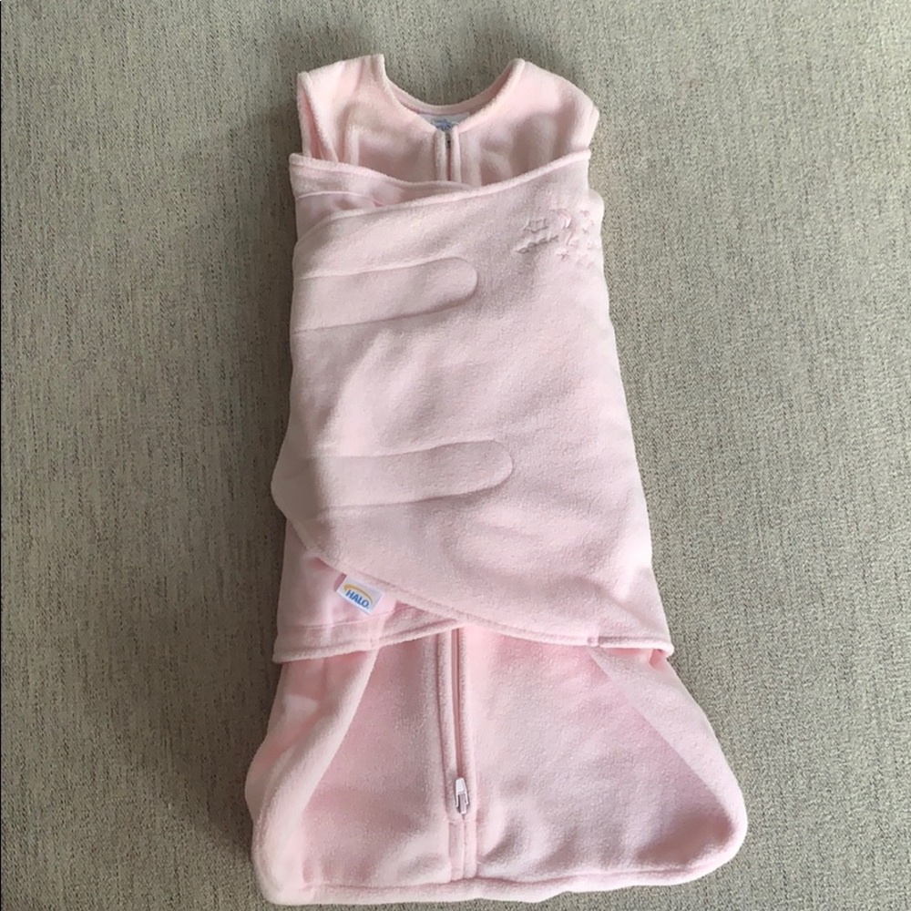 Halo sleep sack Velcro swaddle new born pink